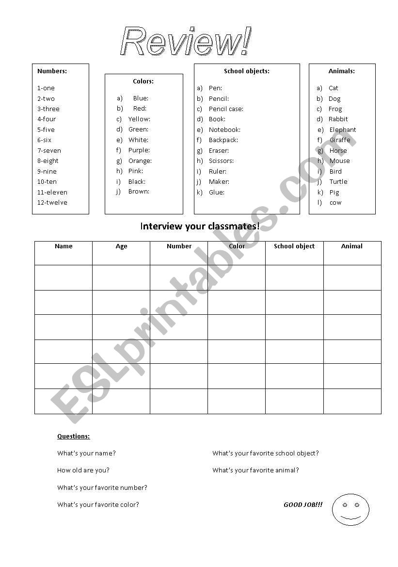 Review worksheet