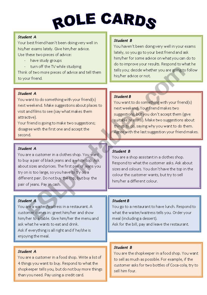 Role Play Exercises For English Learners Exercise Poster