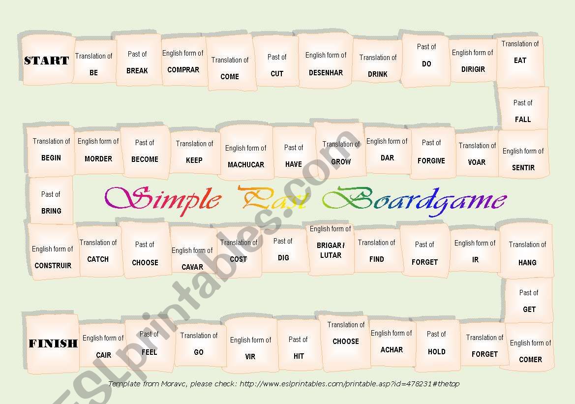 Irregular Verbs Board Game - part 1