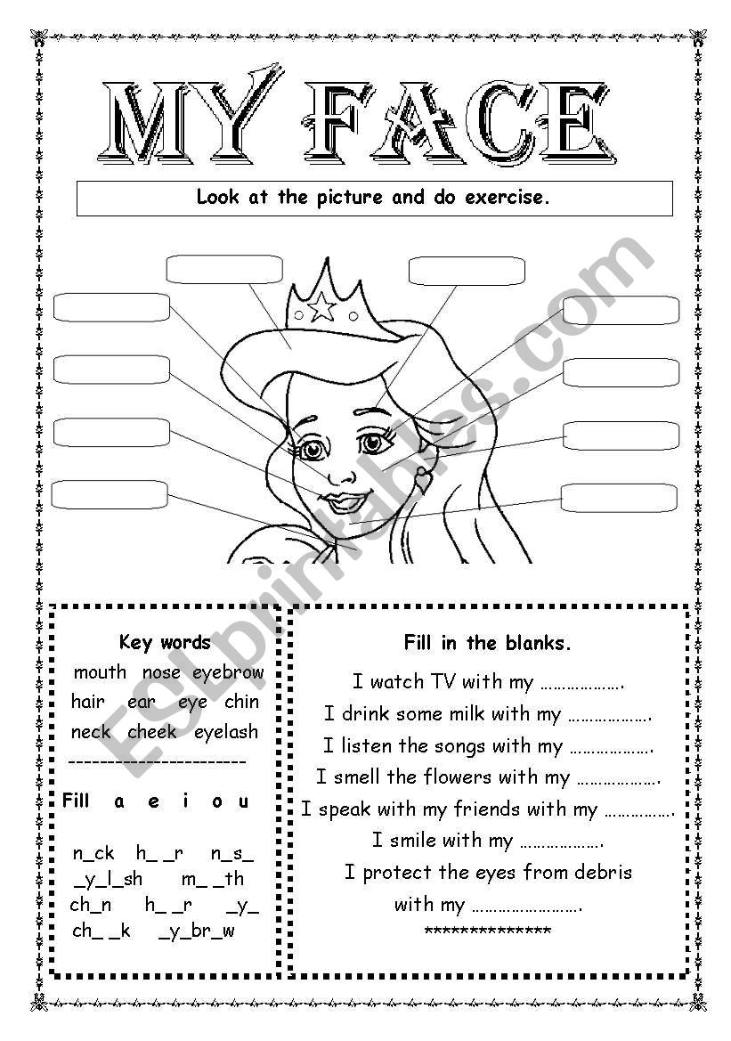 My Face worksheet