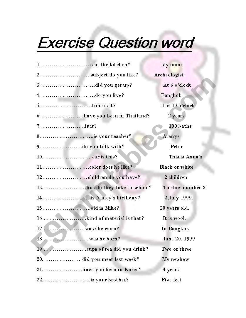 exercise worksheet