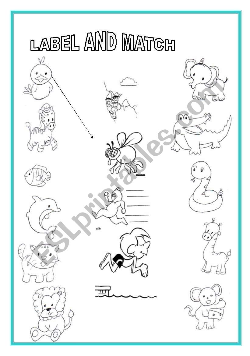 animal and actions worksheet