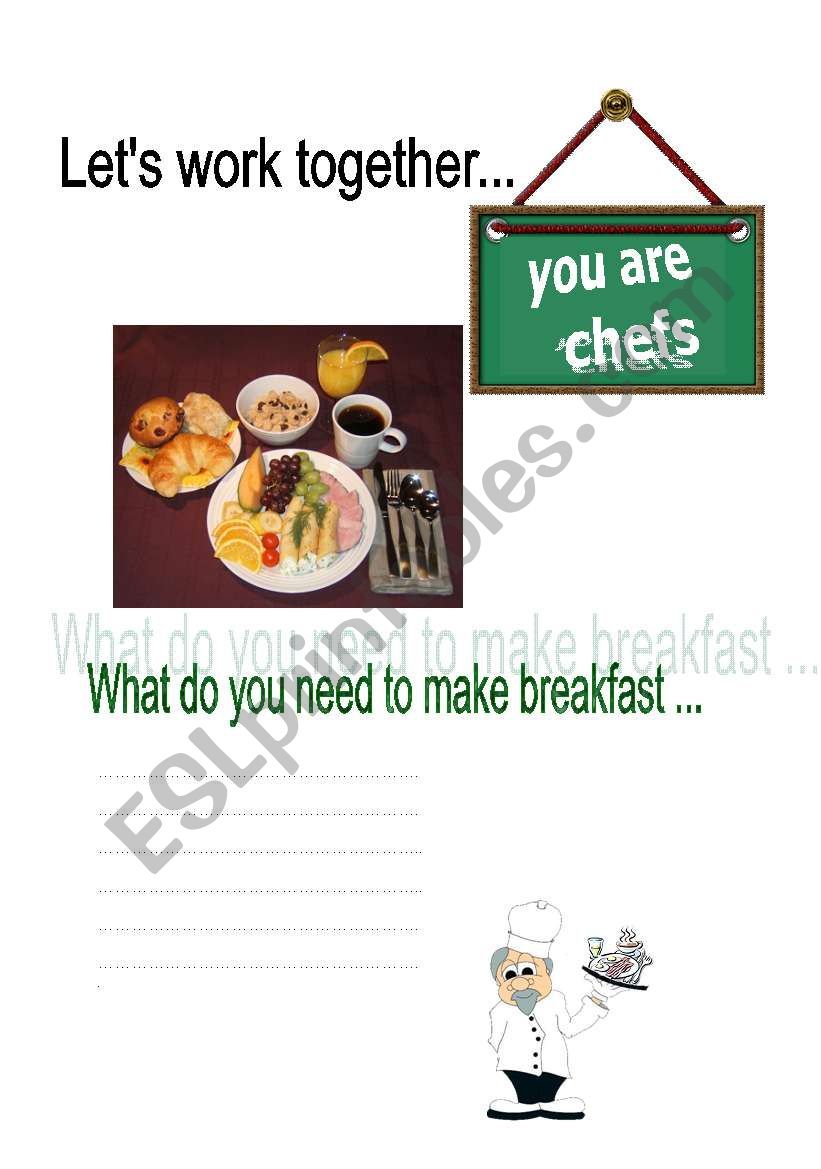chefs game worksheet