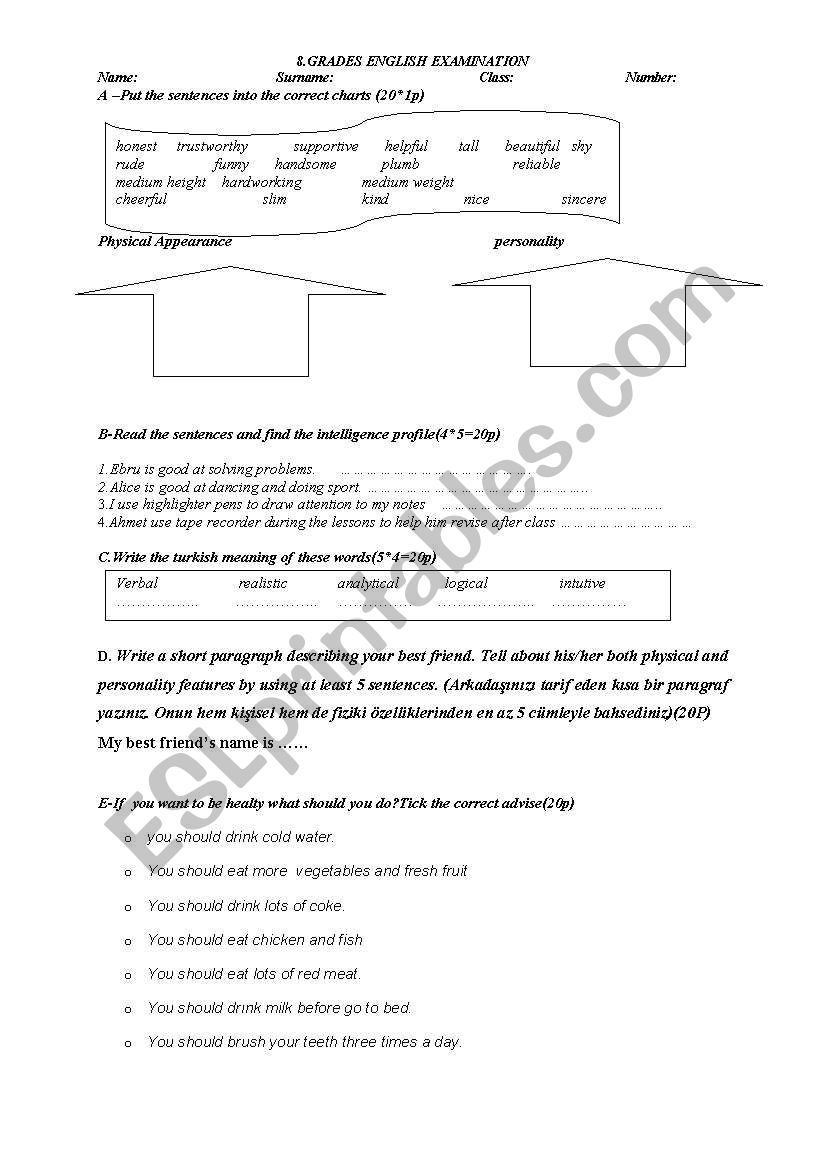 8th Grade worksheet
