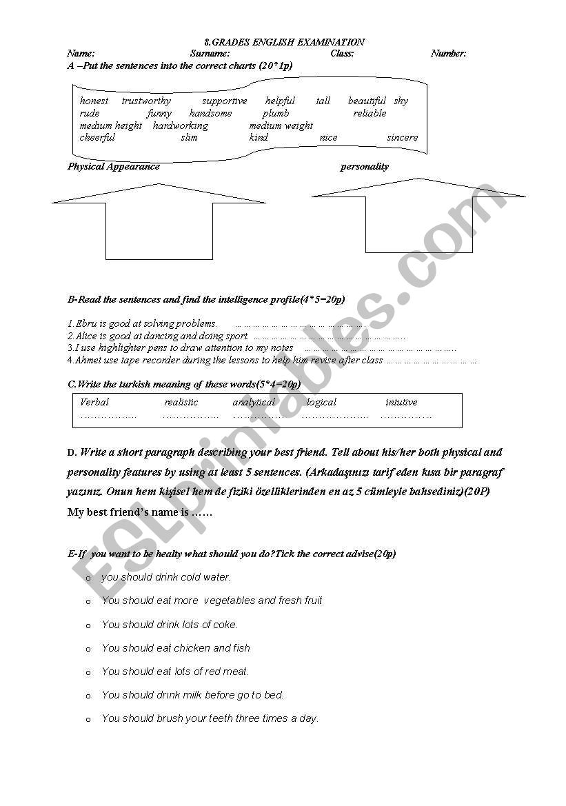 8th Grade worksheet