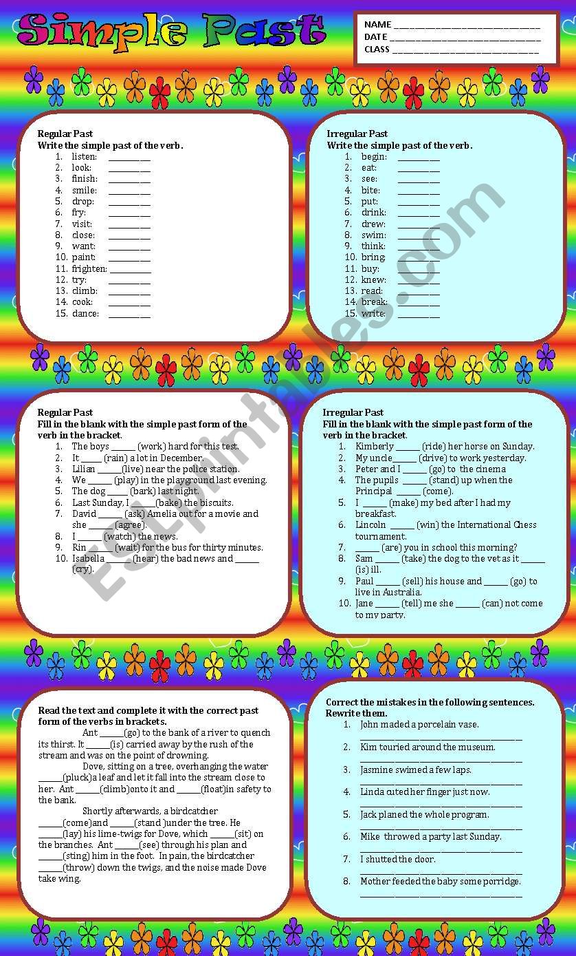 simple past tense worksheet