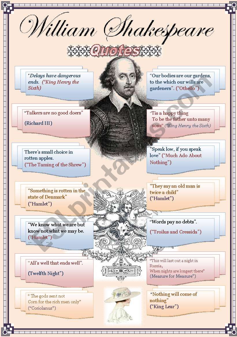 William Shakespeare quotes worksheet
