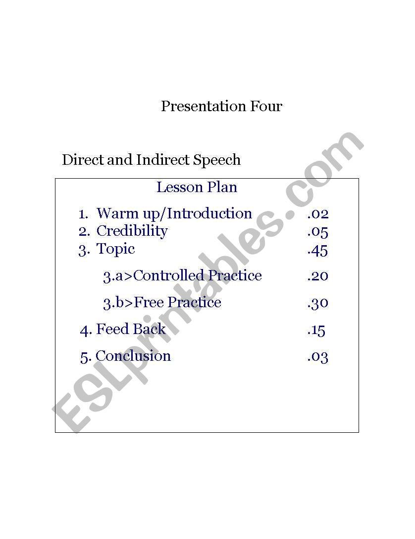 direct Indirect speech worksheet