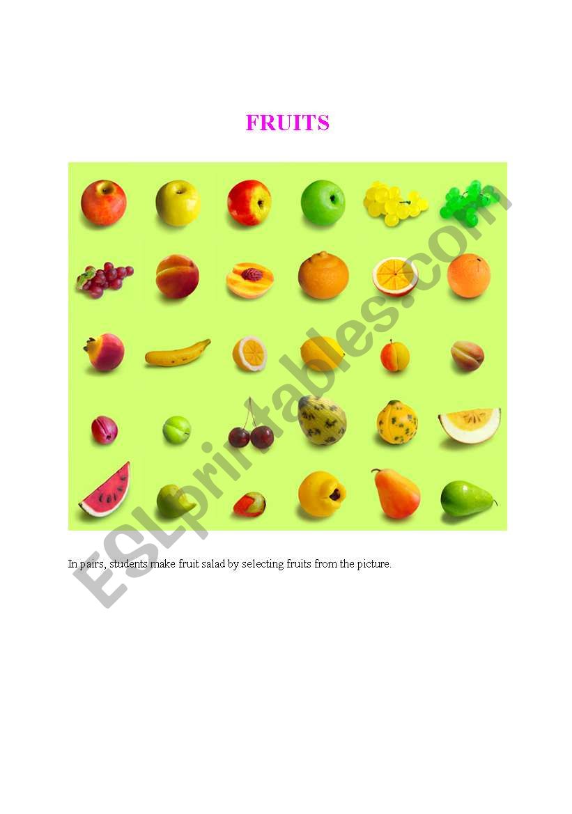 FRUITS worksheet