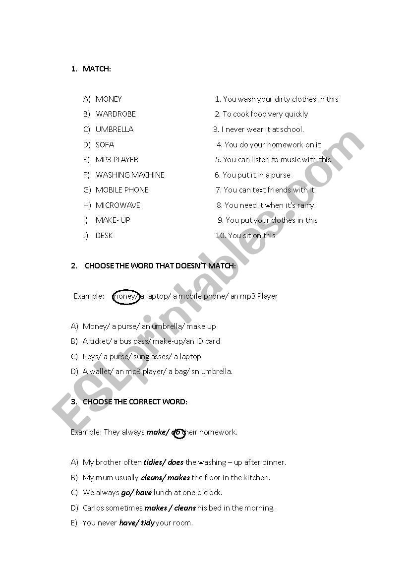 grammar worksheet