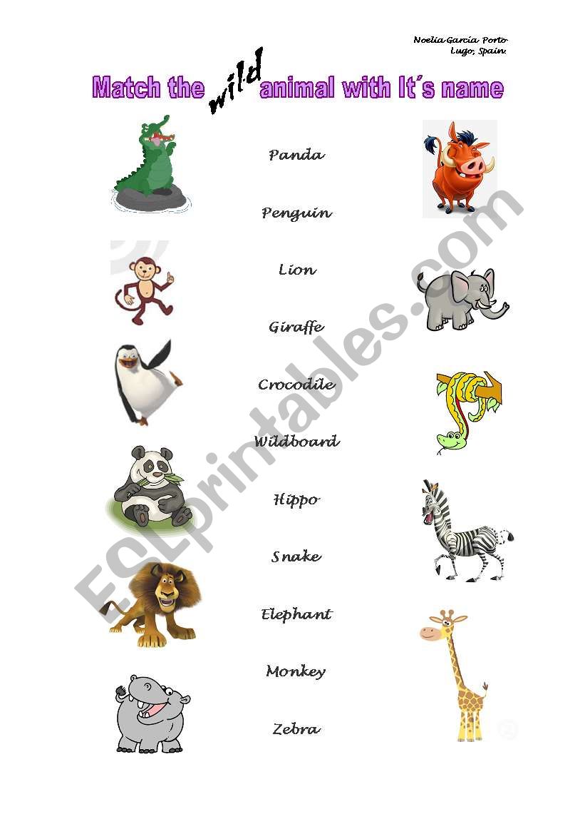Match the wild animals with its names