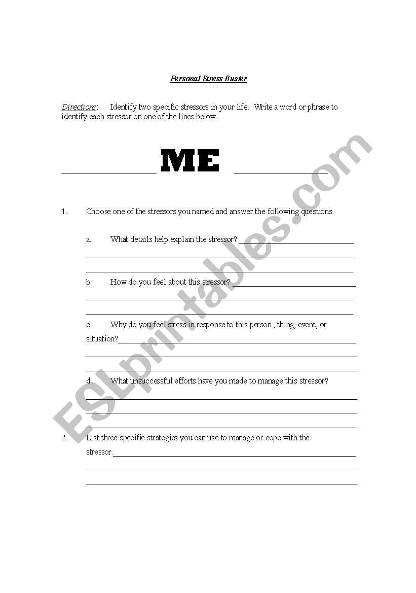 Personal Stress Buster worksheet