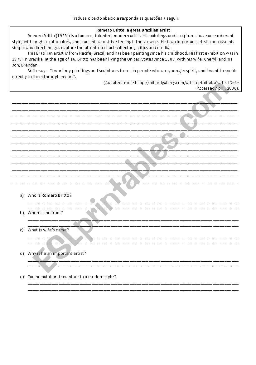 Interpretao textual  worksheet