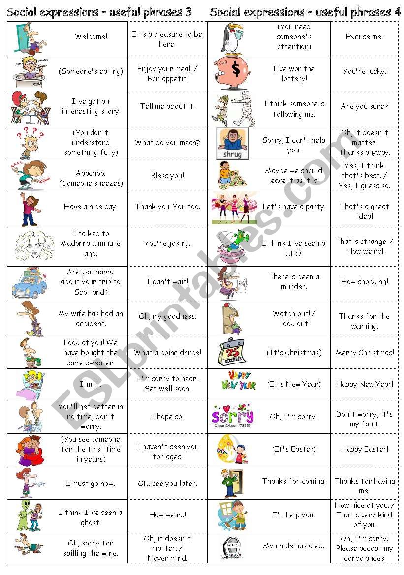 Social expressions - useful phrases 3 & 4 (new version)