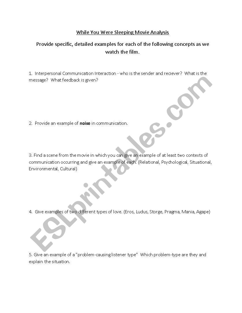 While You Were Sleeping (Interpersonal Communication Analysis)