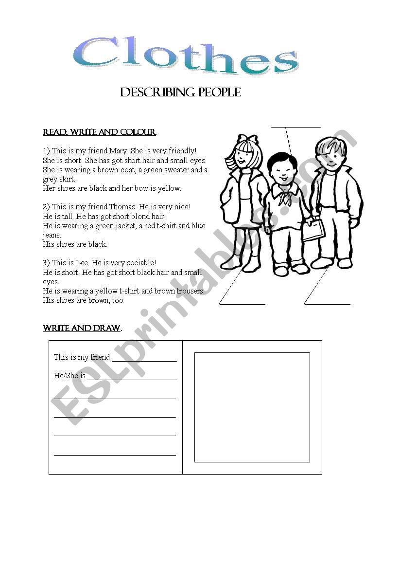 Describing my friends! worksheet
