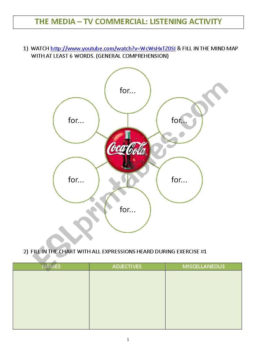 Coke_ad_listening activity worksheet
