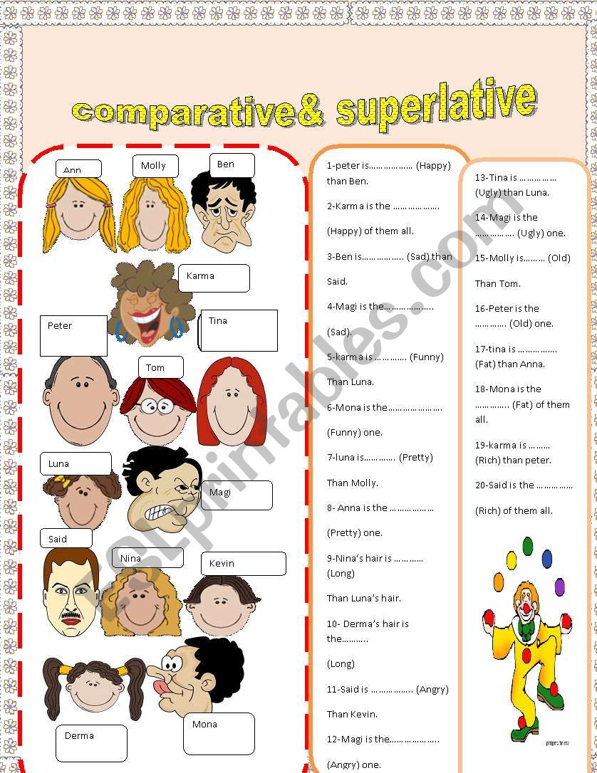 comparative and superlative worksheet