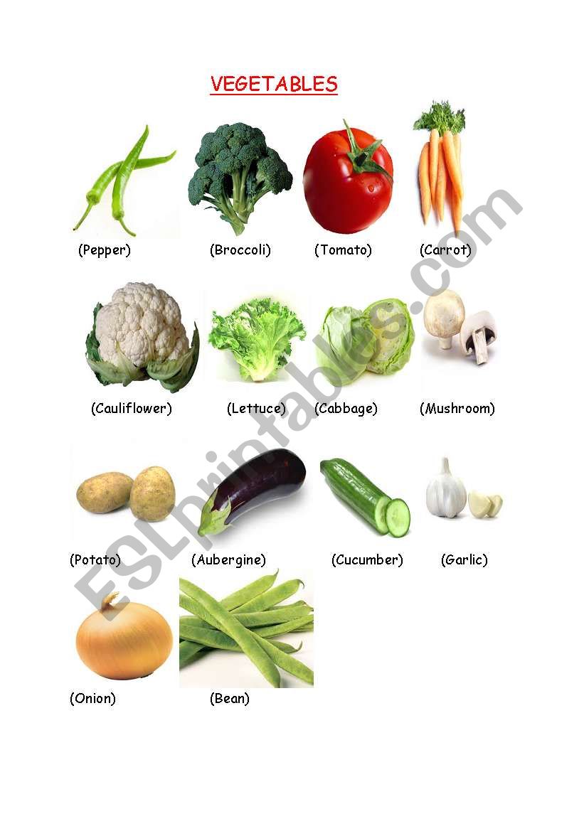Vegetables worksheet