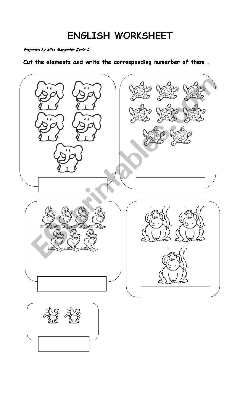 Animals and numbers worksheet