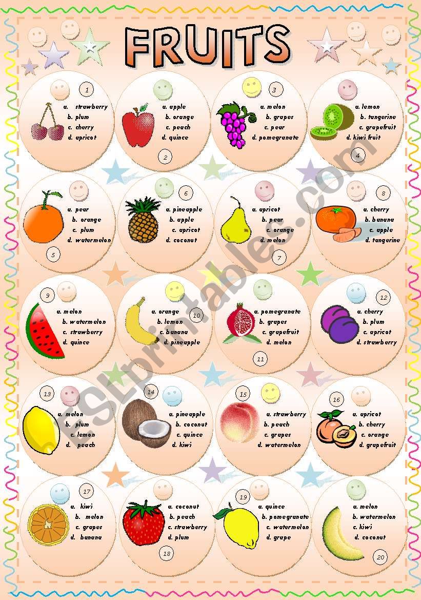 Fruits worksheet