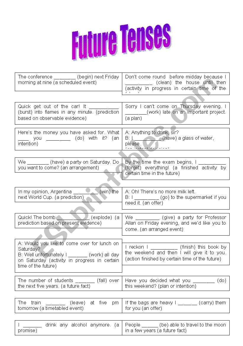 Future Tenses worksheet