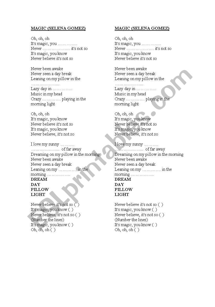 magic worksheet worksheet