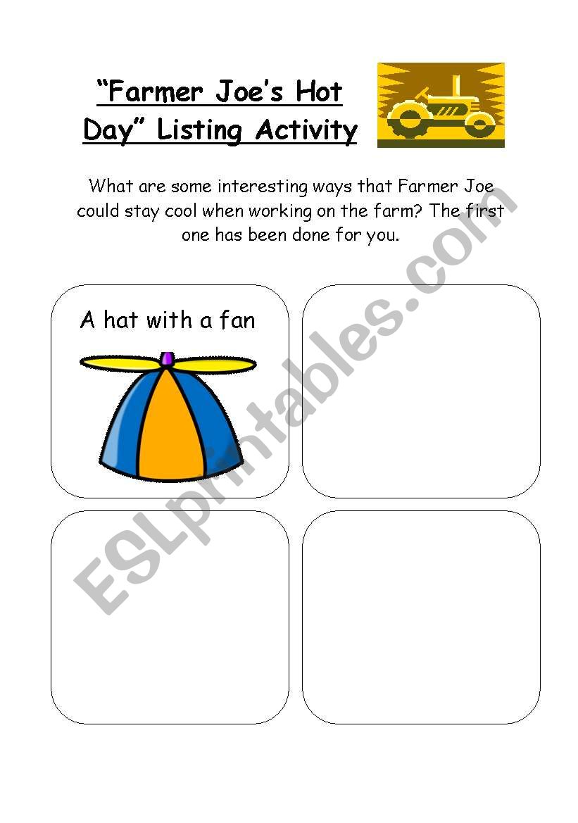 Farmer Joes Hot Day Activity worksheet