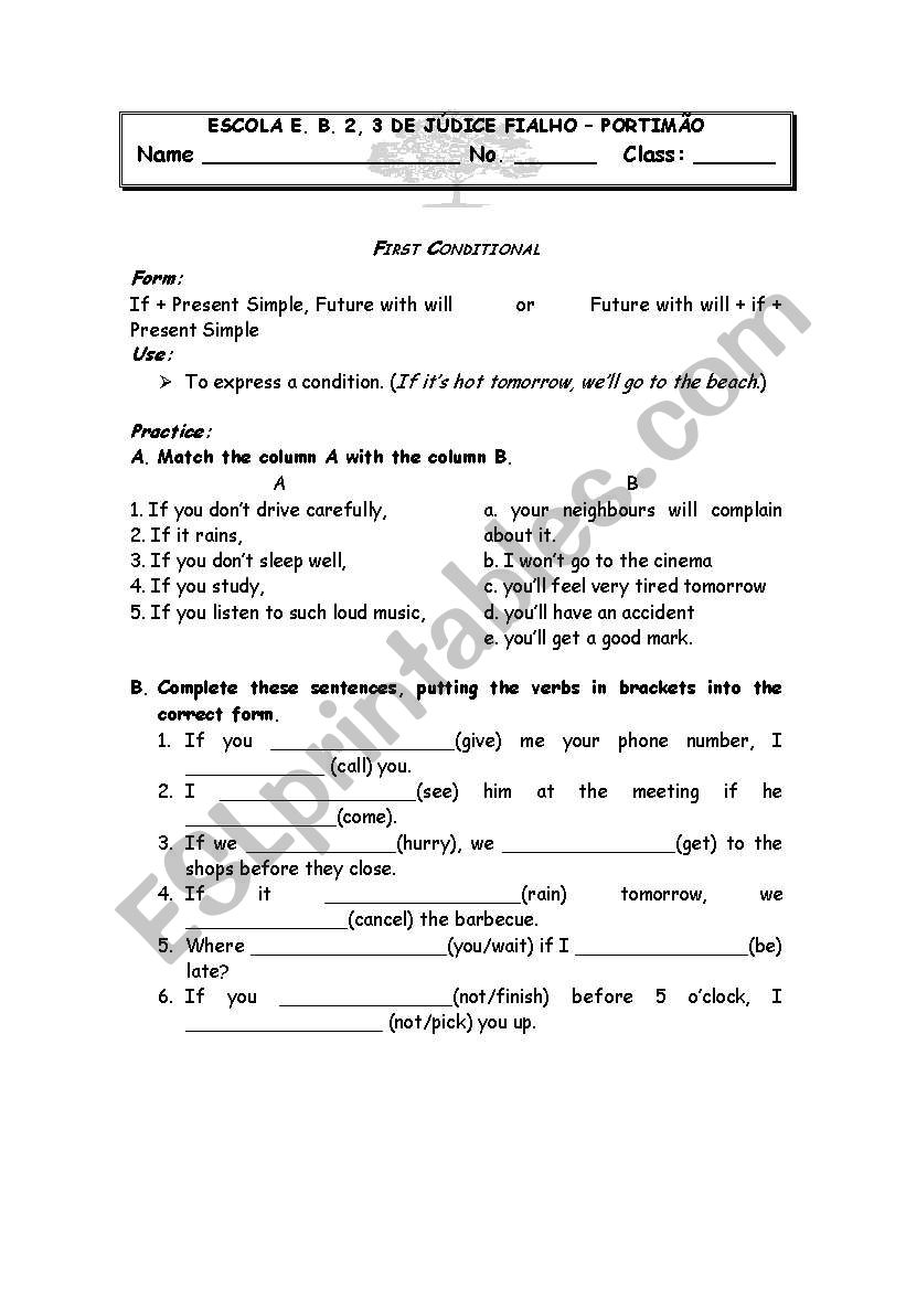 First Conditional worksheet