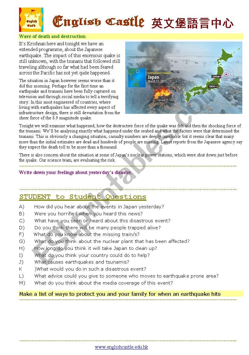 Japanese Wave of Destruction worksheet