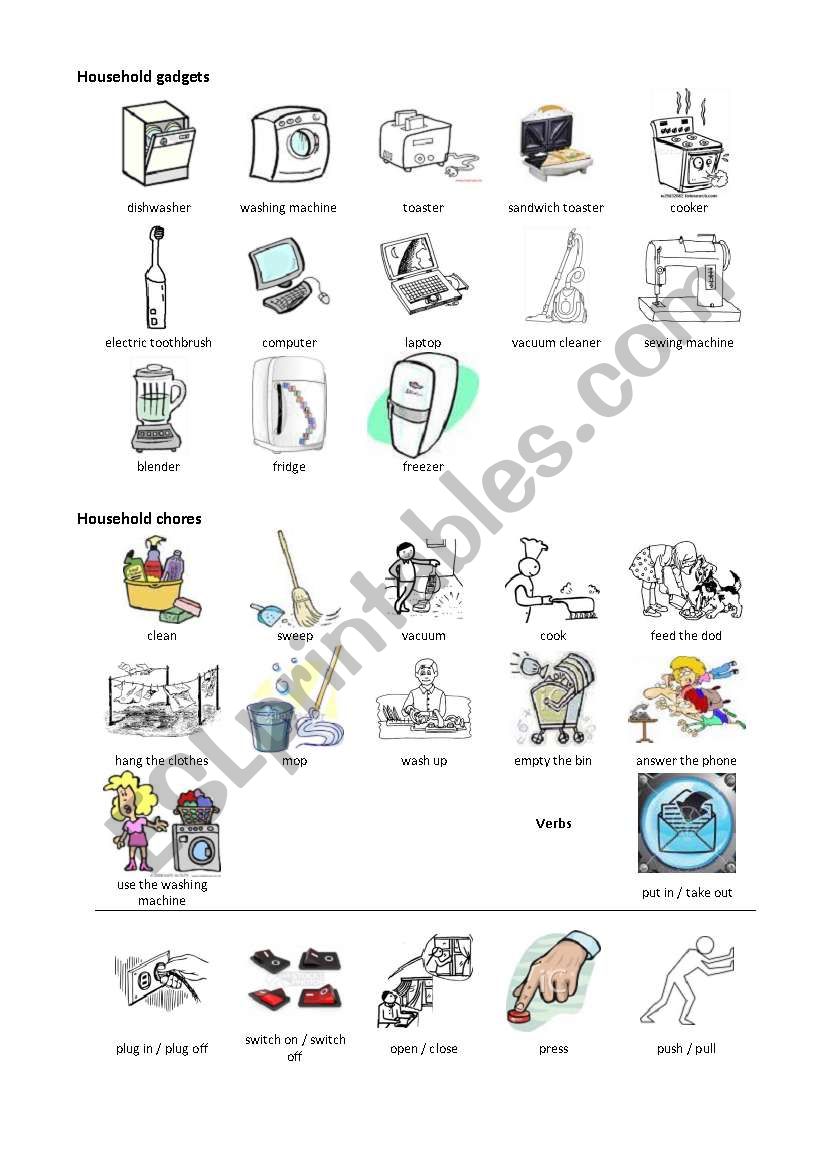 HOUSEHOLD GADGETS AND HOUSEHOLD CHORES