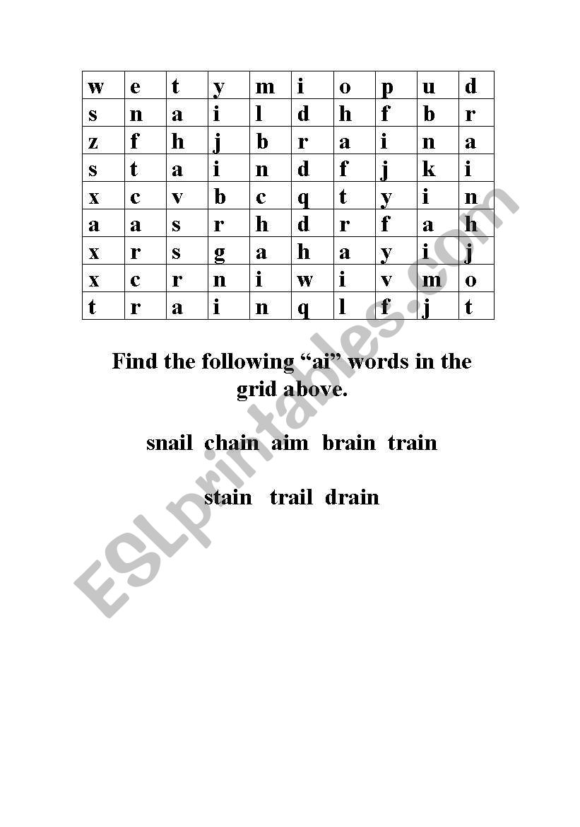 ai words wordsearch worksheet