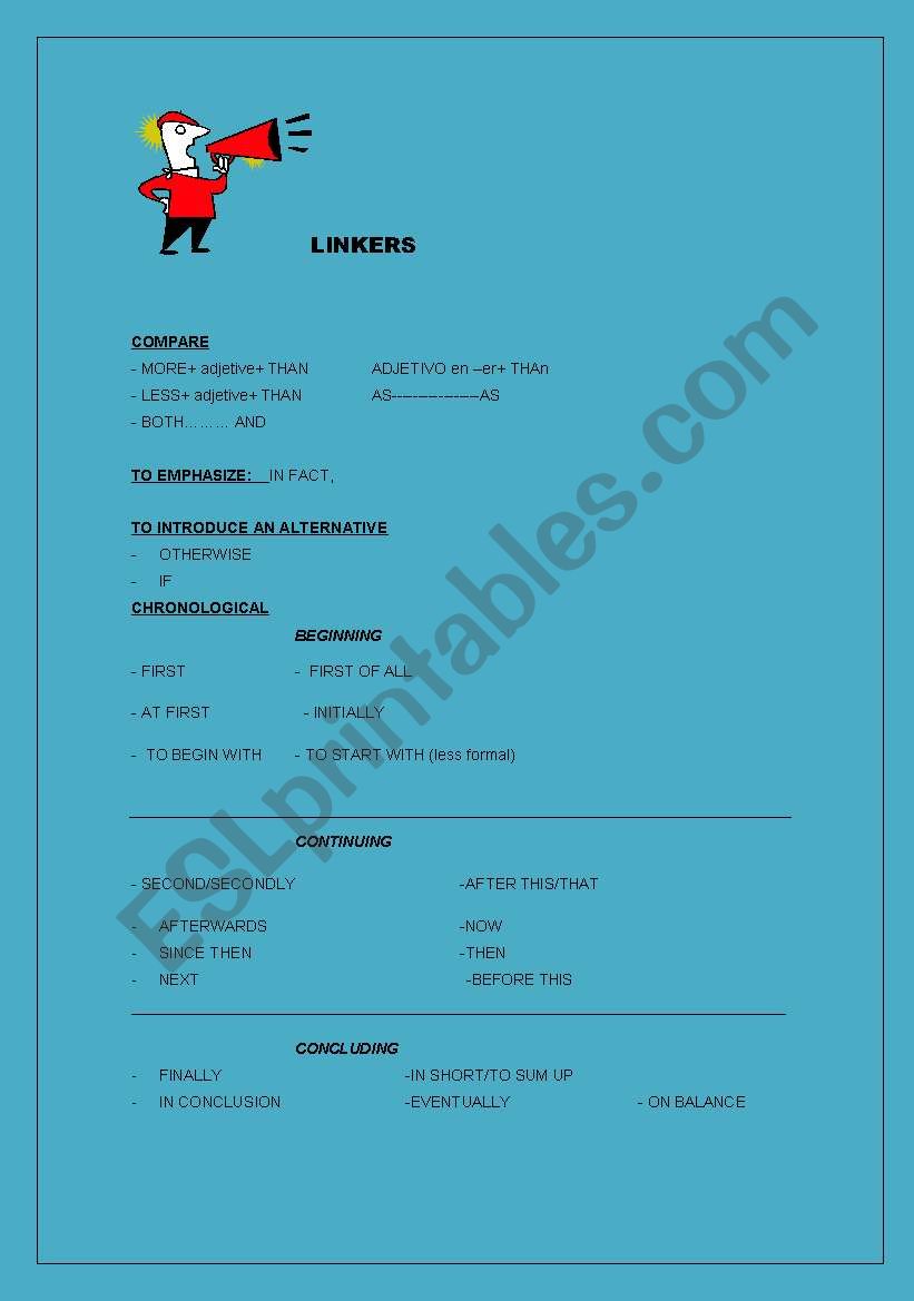 LINKING WORDS worksheet