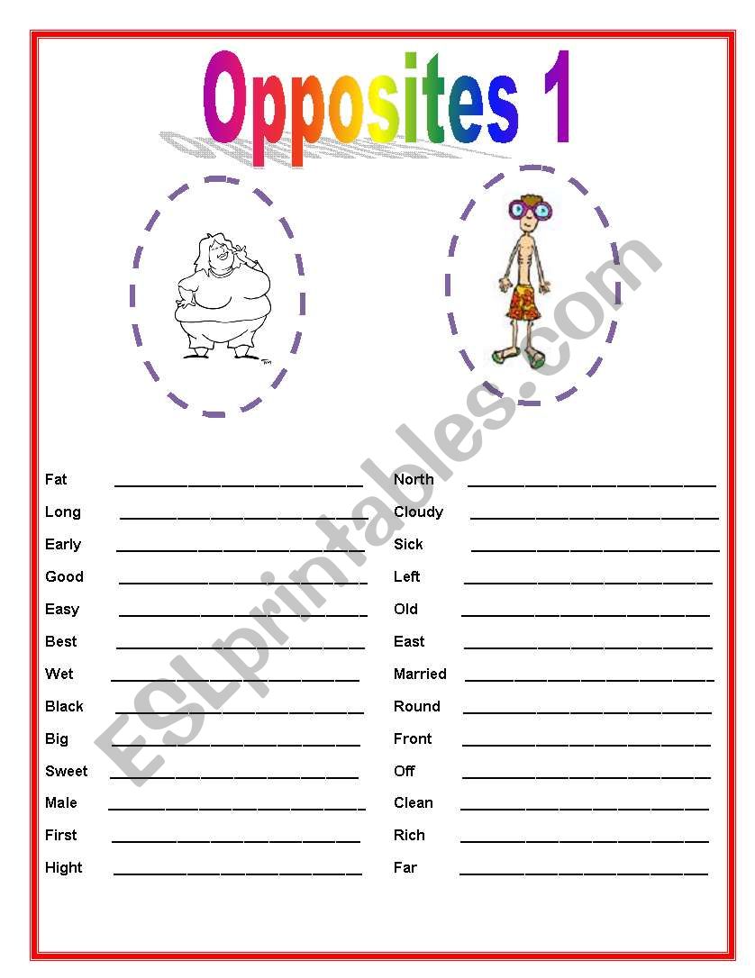 opposites worksheet