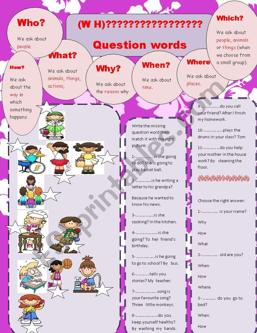 wh question words worksheet