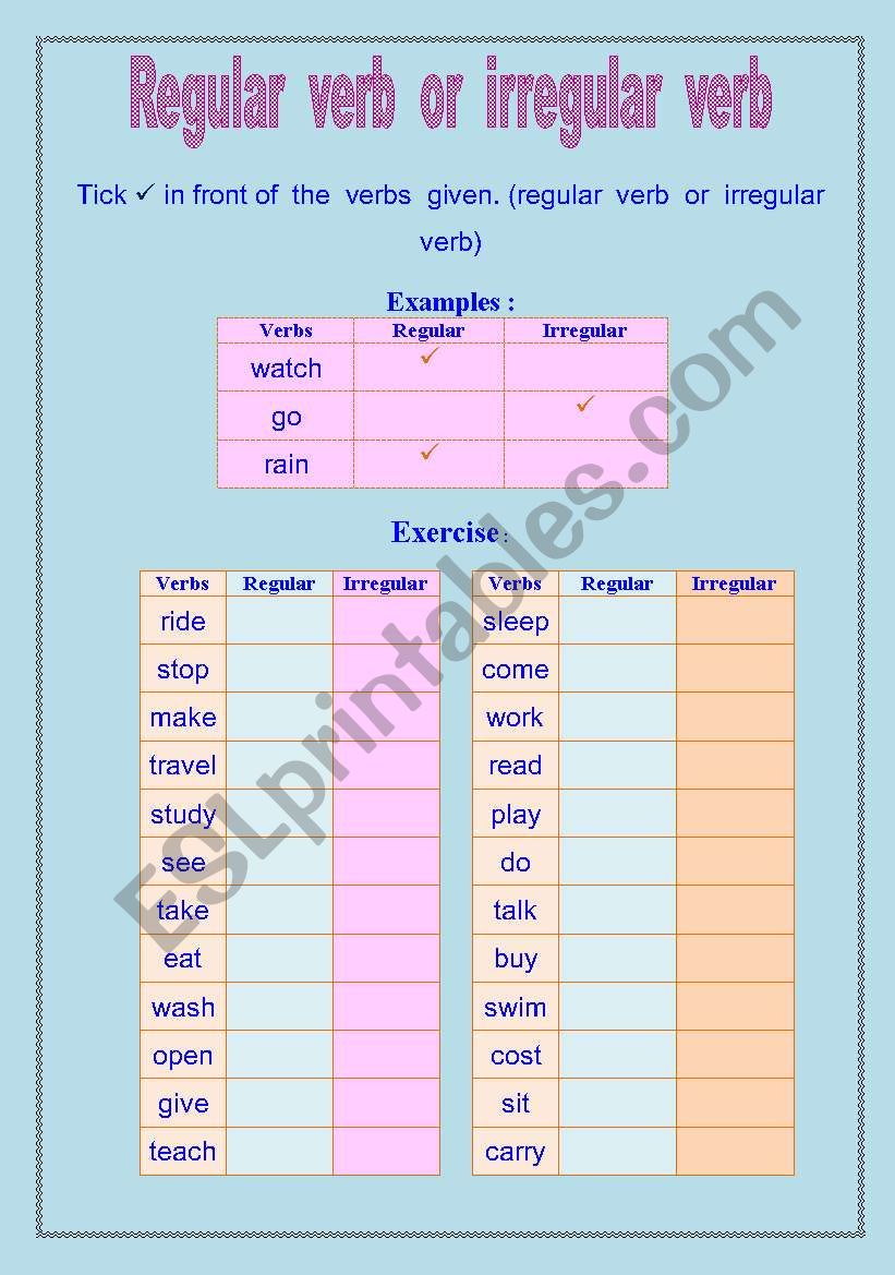 Regular verb or irregular verb