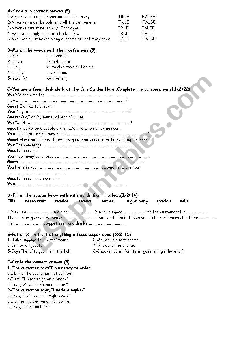 mesleki ingilizce snav worksheet