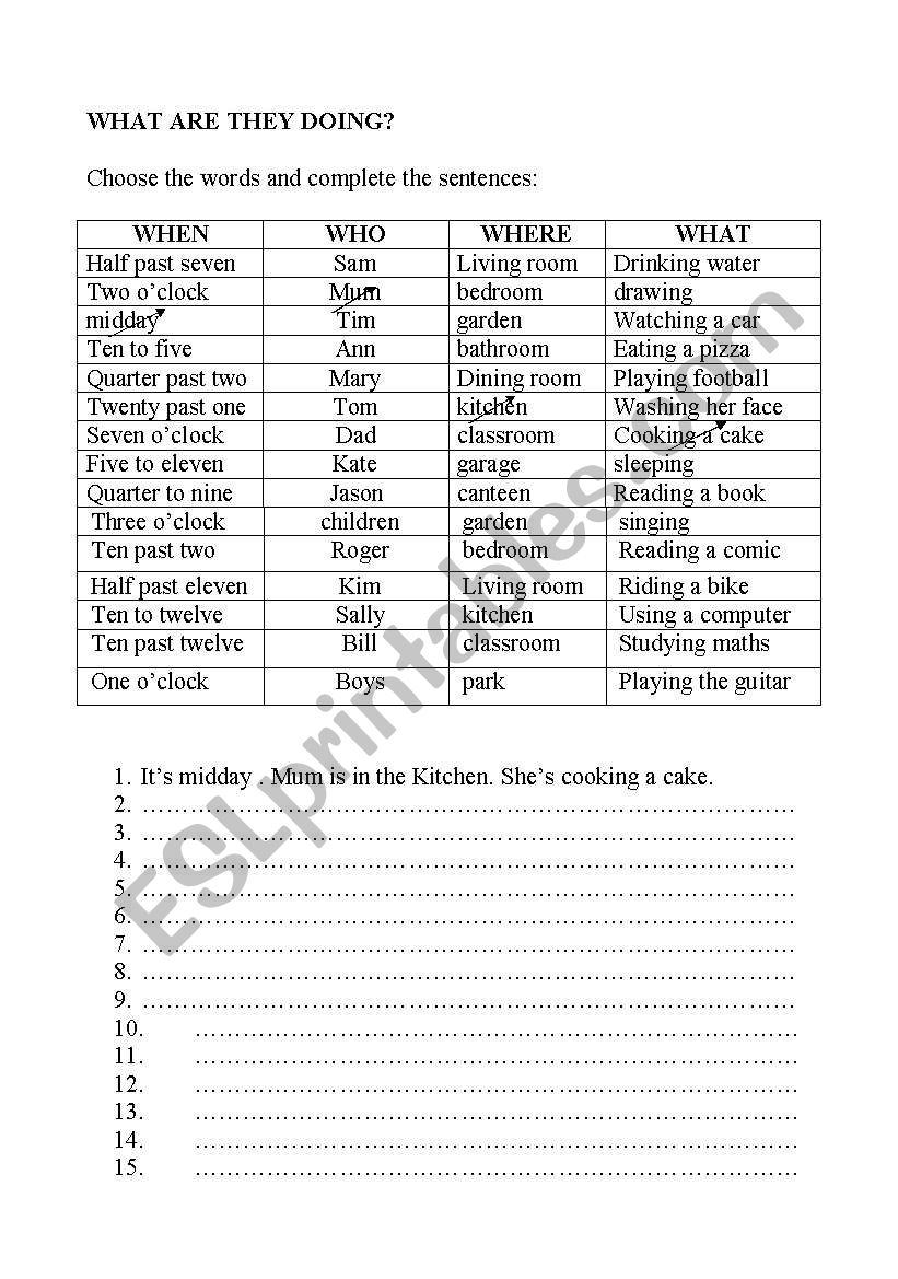 what are they doing? worksheet