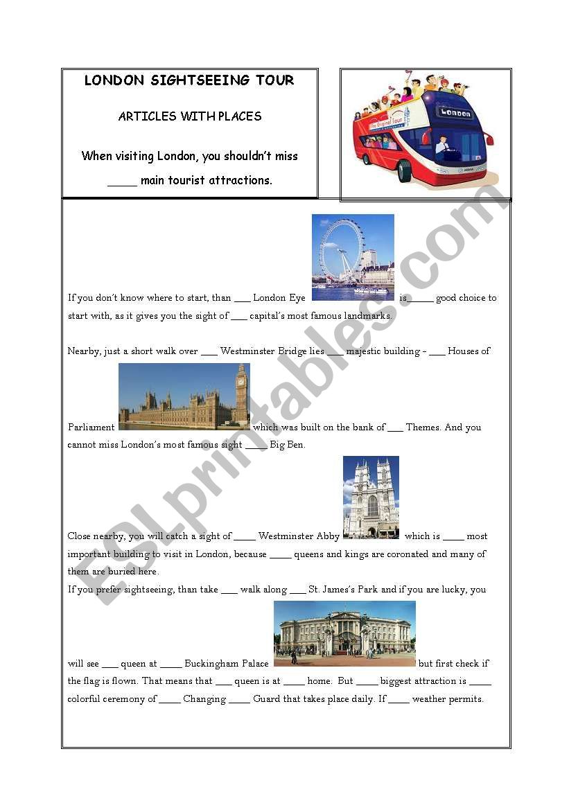 LONDON PREPOSITIONS worksheet