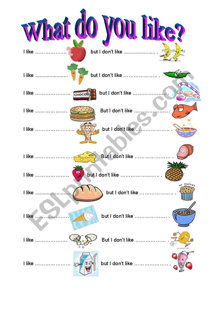 food worksheet