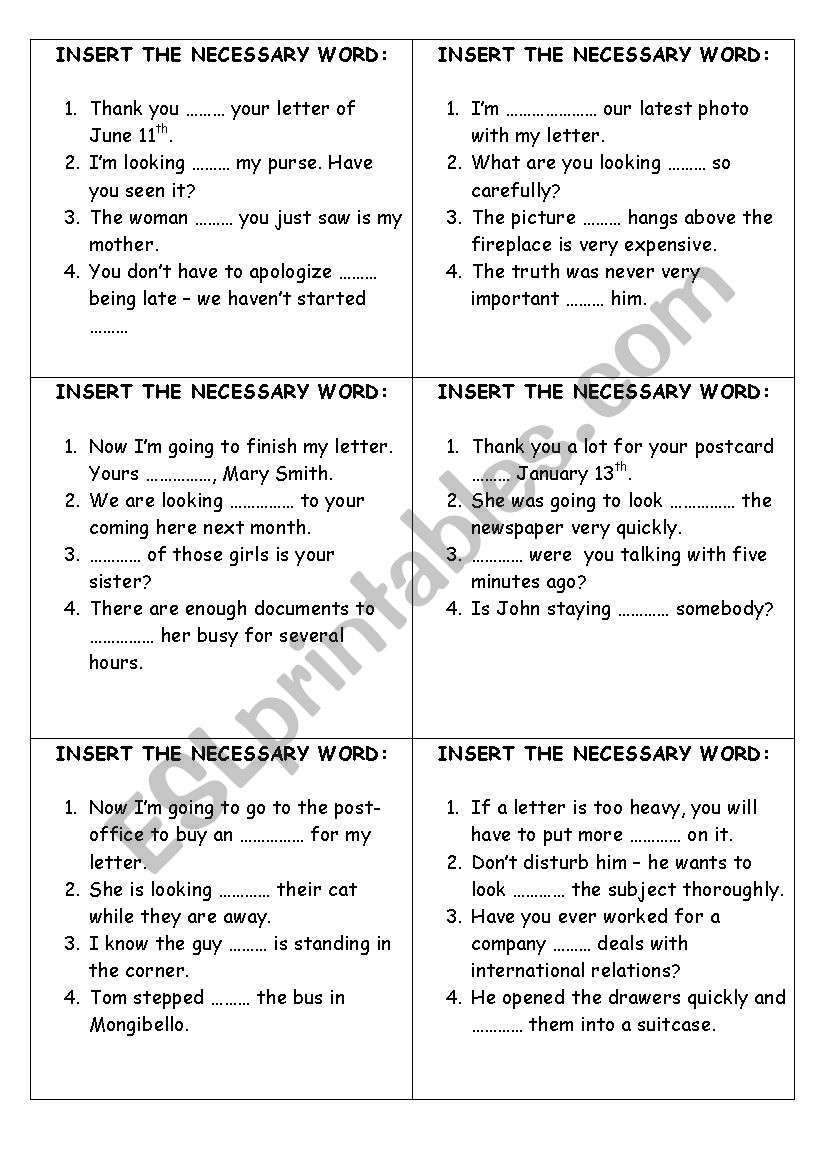 Insert a word worksheet