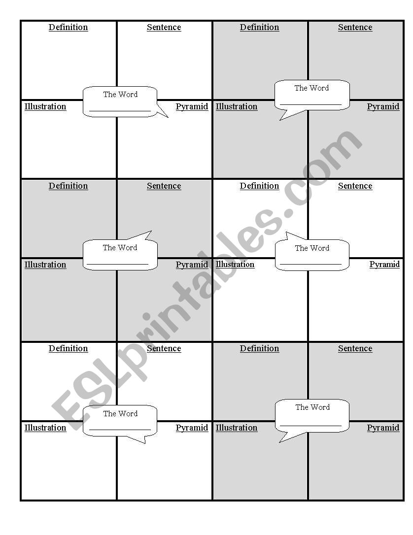 Vocabulary Word Boxes worksheet