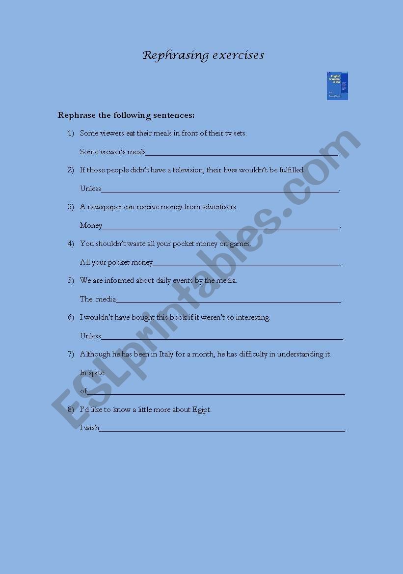 rephrasing worksheet