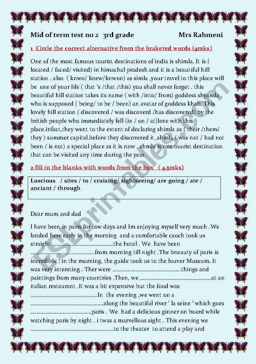 language    part 2 mid of term test no 2