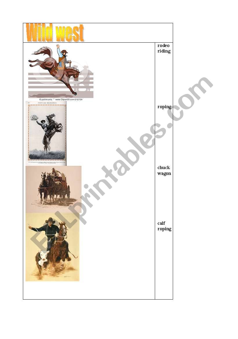 wild west worksheet