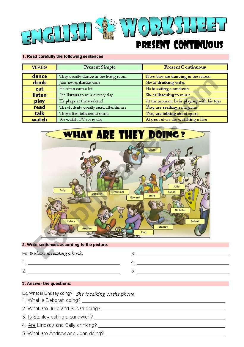 What are they doing? worksheet