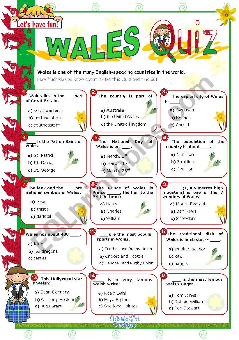 Wales Quiz worksheet