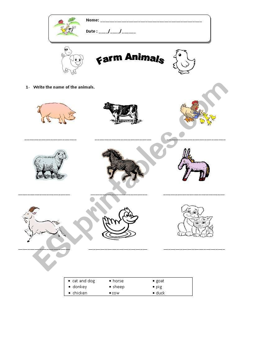 Farm Animals worksheet