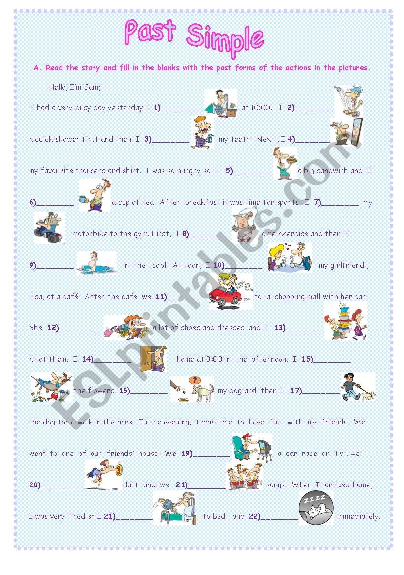 PAST SIMPLE- vocabulary,affirmative and negative form practice