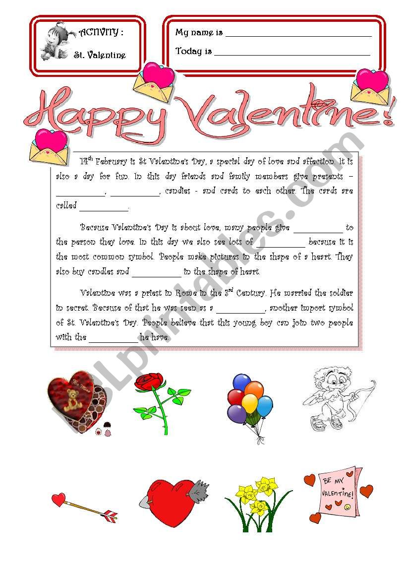 St. Valentine worksheet